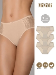Трусы - слипы женские MiNiMi BO242 Slip Maxi  макси кружевные из хлопка набор 3 шт