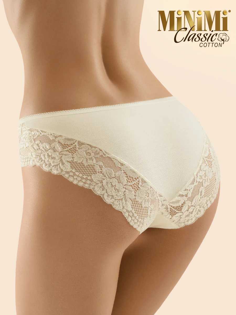 Трусы - слипы женские MiNiMi BO224 Slip кружевные цветные из хлопка набор 3 штуки