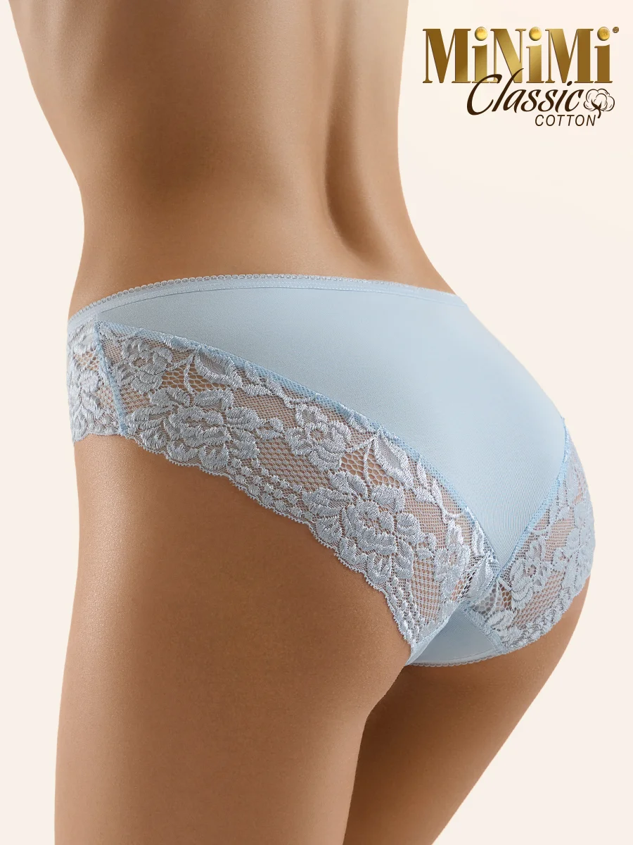 Трусы - слипы женские MiNiMi BO224 Slip кружевные цветные из хлопка набор 3 штуки