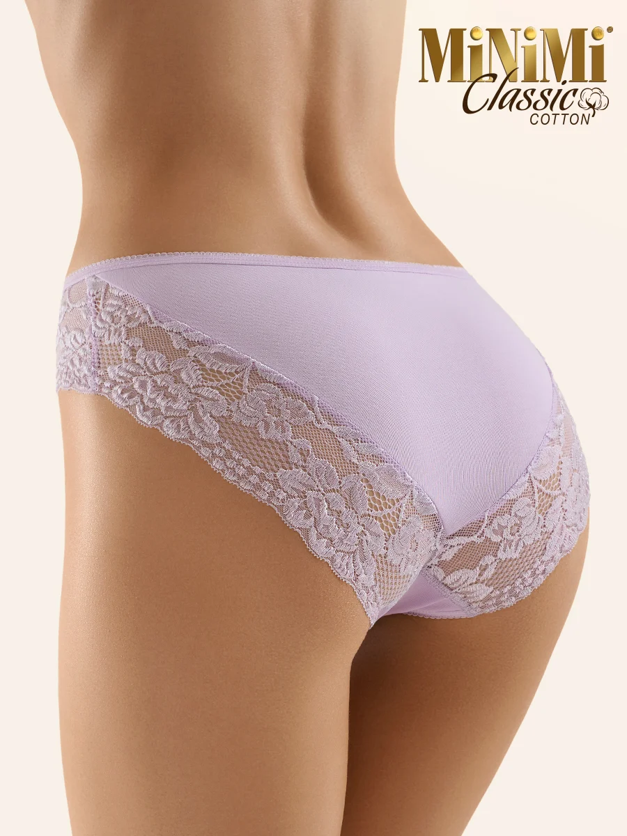 Трусы - слипы женские MiNiMi BO224 Slip кружевные цветные из хлопка набор 3 штуки