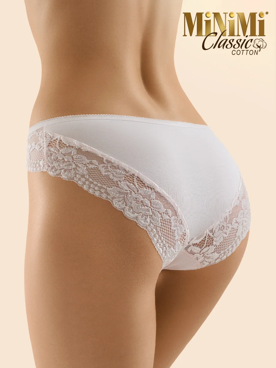 Трусы - слипы женские MiNiMi BO224 Slip кружевные цветные из хлопка набор 3 штуки