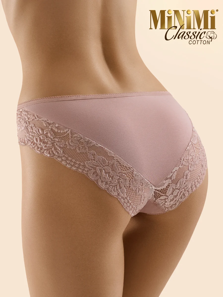 Трусы - слипы женские MiNiMi BO224 Slip кружевные цветные из хлопка набор 3 штуки