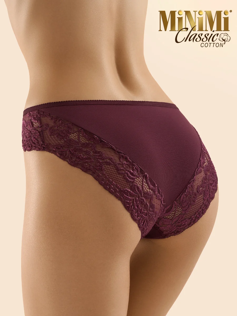 Трусы - слипы женские MiNiMi BO224 Slip кружевные цветные из хлопка набор 3 штуки