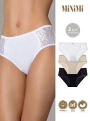 Трусы - слипы женские MiNiMi BO242 Slip Maxi  макси кружевные из хлопка набор 3 шт