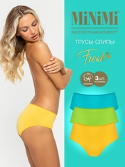 Трусы -слипы женские MiNiMi FRESH MF222 Slip цветные из хлопка набор 3 штуки