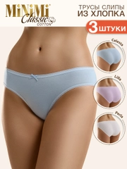 Трусы - слипы женские MiNiMi BO221 Slip цветные из хлопка набор 3 штуки