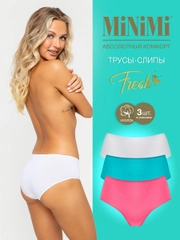 Трусы -слипы женские MiNiMi FRESH MF222 Slip цветные из хлопка набор 3 штуки