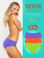 Трусы -слипы женские MiNiMi FRESH MF222 Slip цветные из хлопка набор 3 штуки