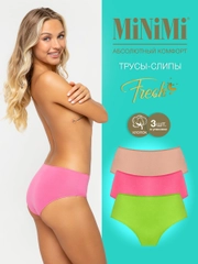 Трусы -слипы женские MiNiMi FRESH MF222 Slip цветные из хлопка набор 3 штуки