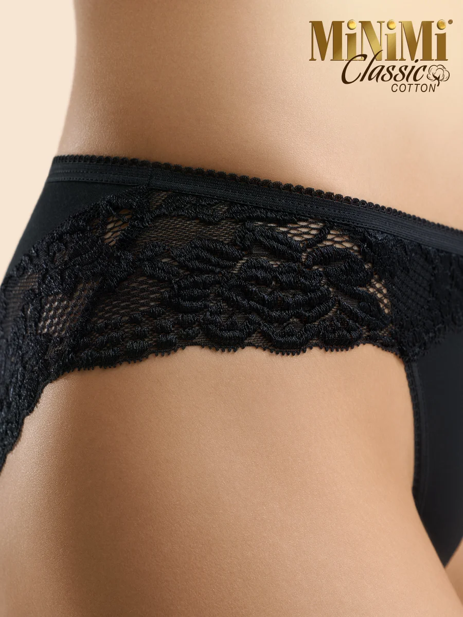 Трусы - слипы женские MiNiMi BO224 Slip кружевные цветные из хлопка набор 3 штуки