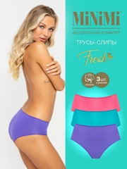 Трусы -слипы женские MiNiMi FRESH MF222 Slip цветные из хлопка набор 3 штуки