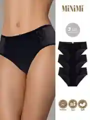 Трусы - слипы женские MiNiMi BO242 Slip Maxi  макси кружевные из хлопка набор 3 шт