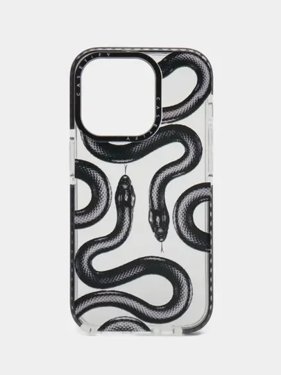 Черный чехол для iPhone (Айфон) 11, 12, 13, Pro, Pro Max, 14, 15, Pro, Pro Max с принтом Змея