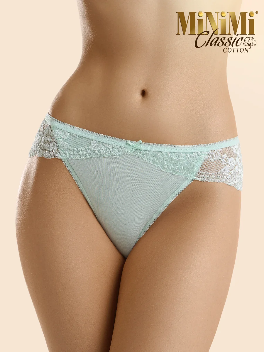 Трусы - слипы женские MiNiMi BO224 Slip кружевные цветные из хлопка набор 3 штуки