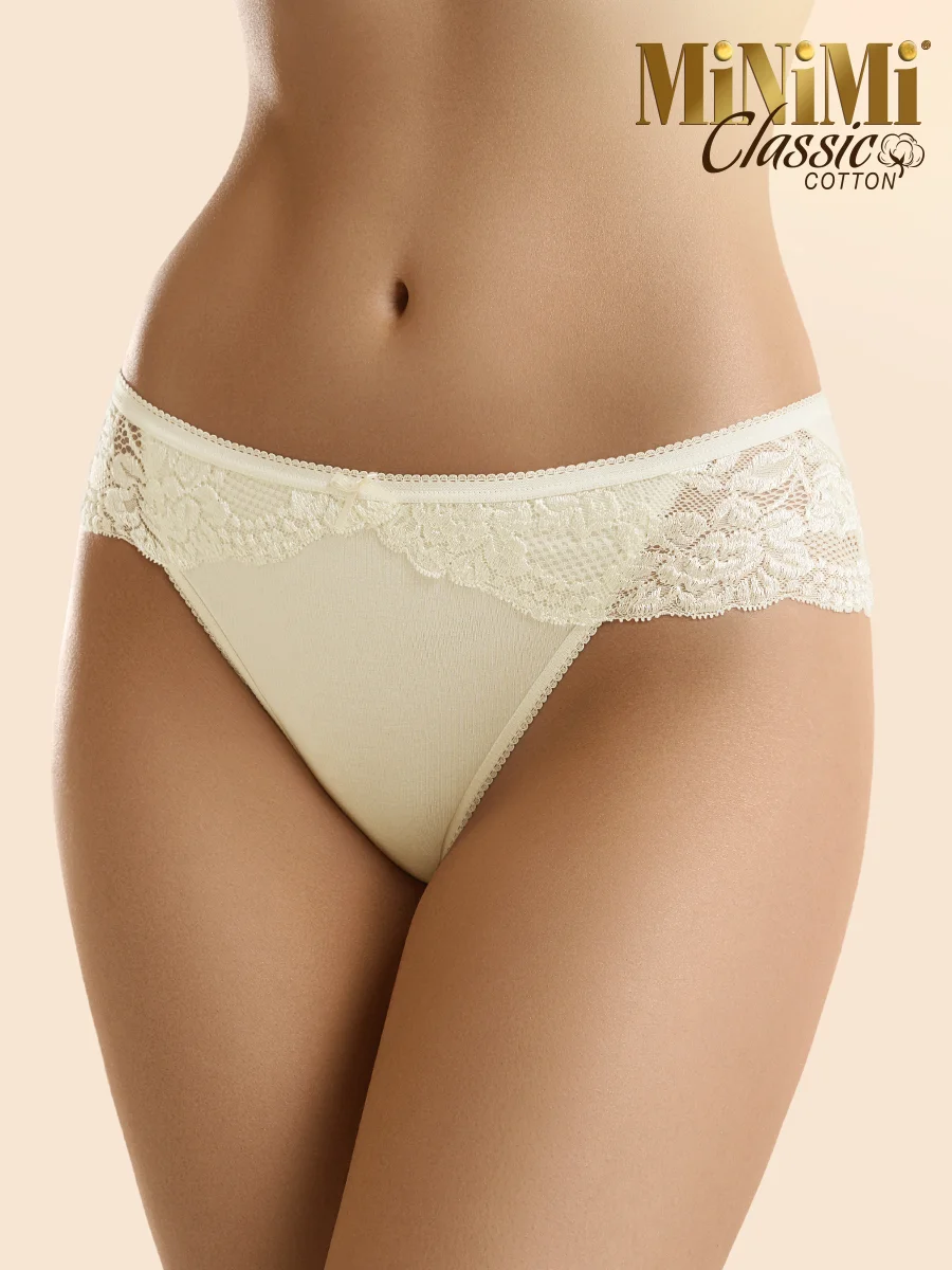 Трусы - слипы женские MiNiMi BO224 Slip кружевные цветные из хлопка набор 3 штуки