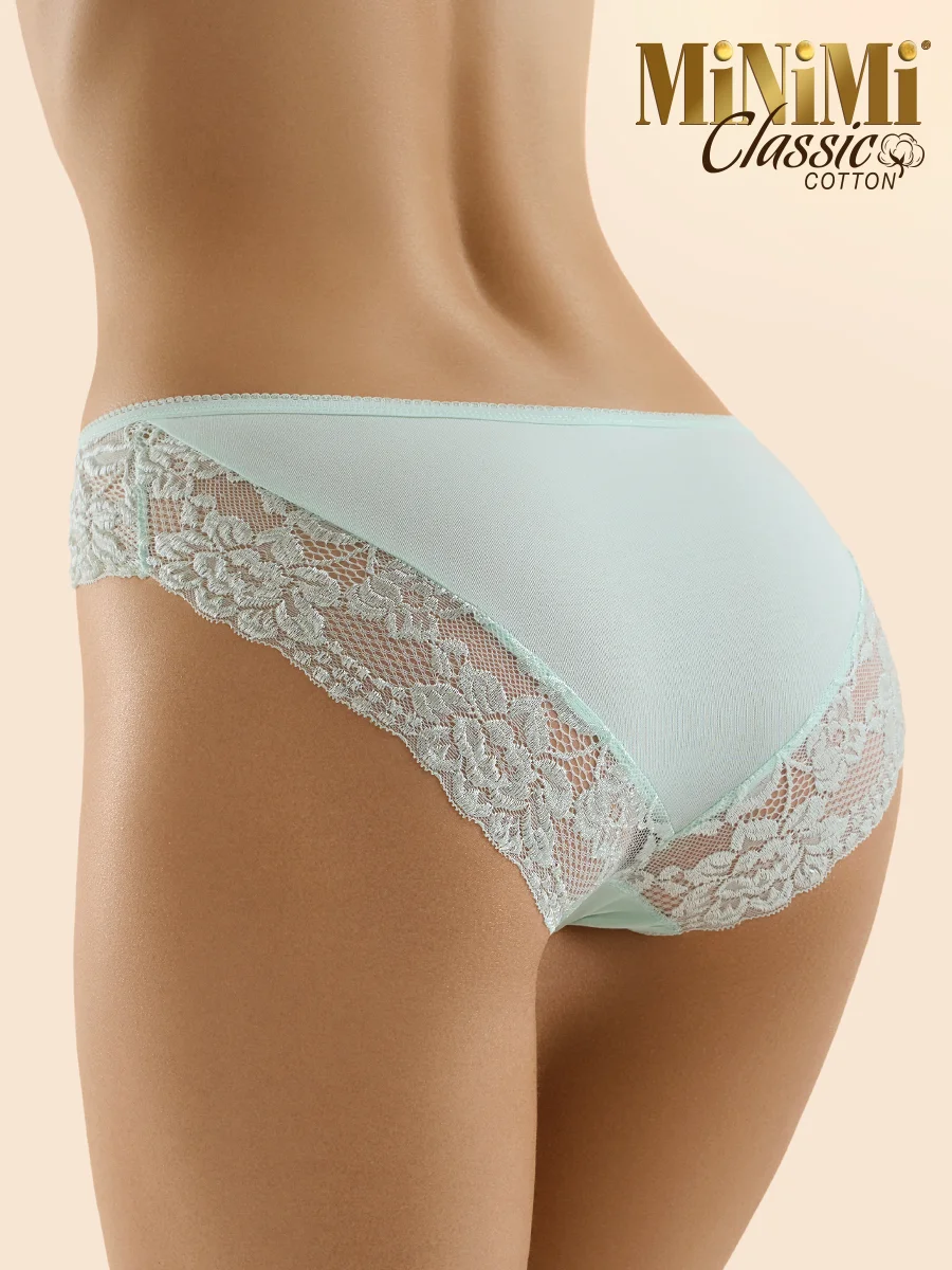 Трусы - слипы женские MiNiMi BO224 Slip кружевные цветные из хлопка набор 3 штуки