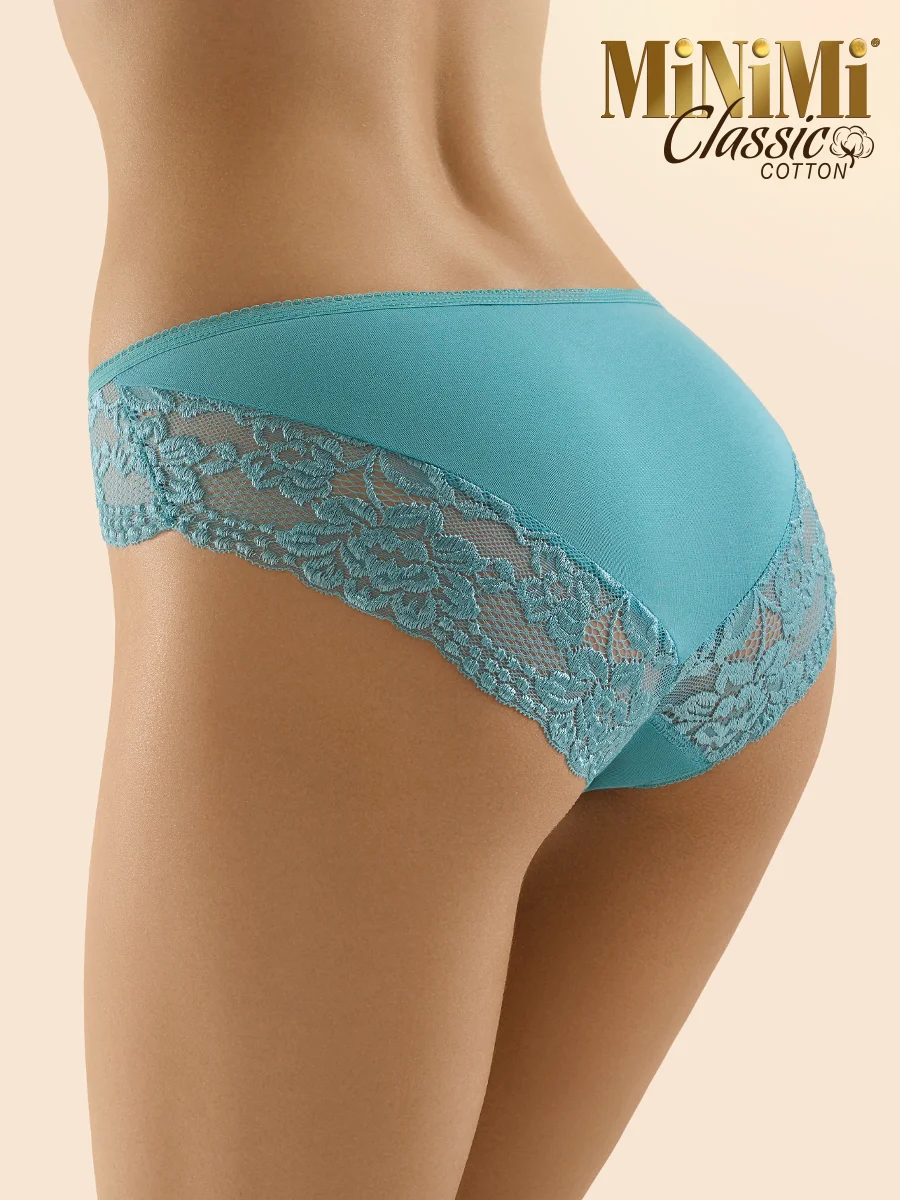 Трусы - слипы женские MiNiMi BO224 Slip кружевные цветные из хлопка набор 3 штуки