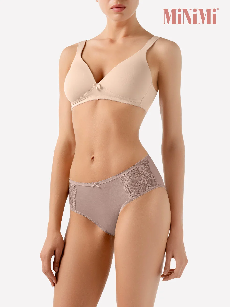 Трусы - слипы женские MiNiMi BO242 Slip Maxi  макси кружевные из хлопка набор 3 шт