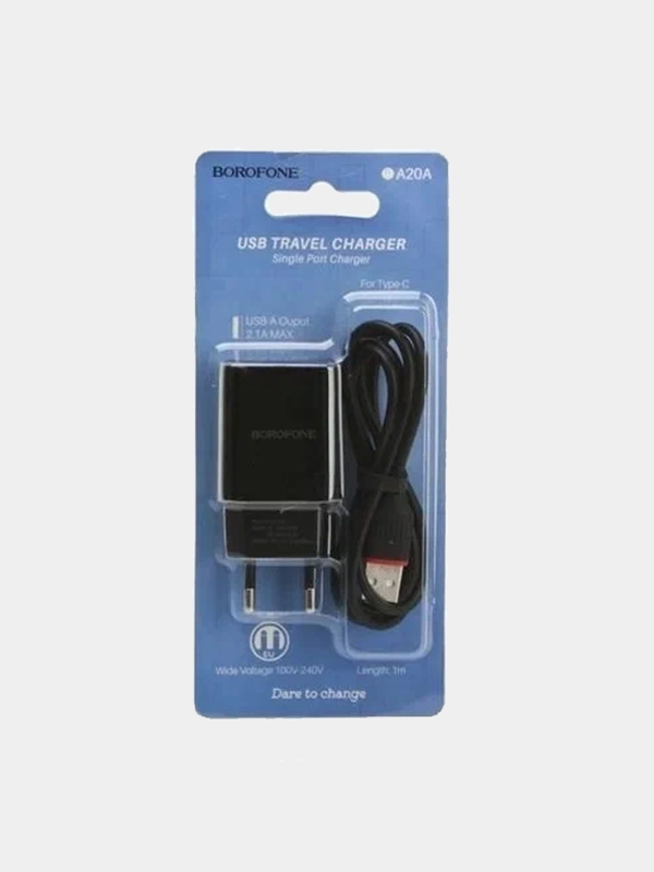 Сетевое зарядное устройство Borofone BA20A Sharp + кабель USB Type-C, 12 Вт