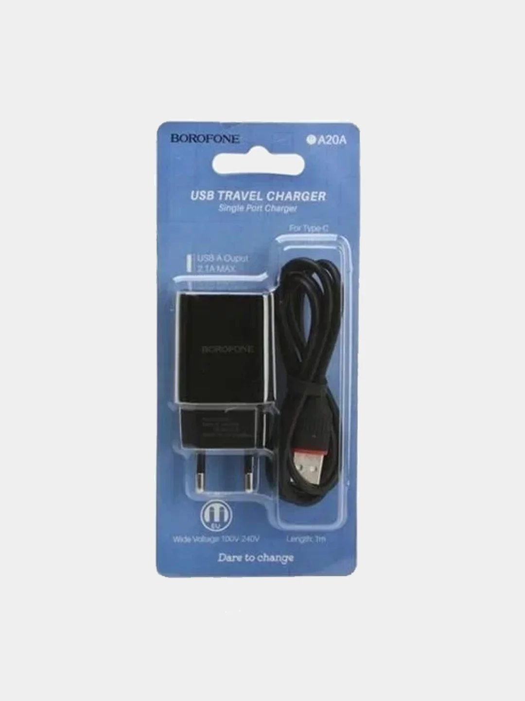 Черный сетевое зарядное устройство Borofone BA20A Sharp + кабель USB Type-C, 12 Вт