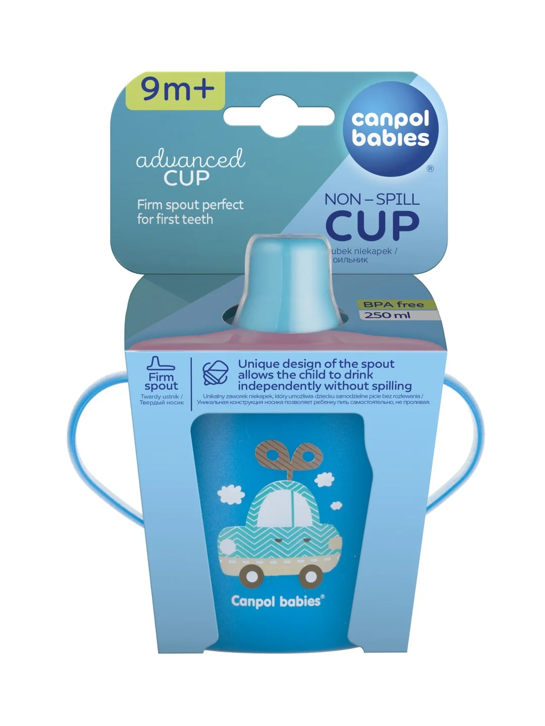 Бирюзовый canpol babies Toys Чашка-непроливайка с носиком 250 мл,  9+ месяцев
