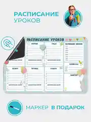 Голубой магнитное расписание уроков с поверхностью "пиши-стирай"