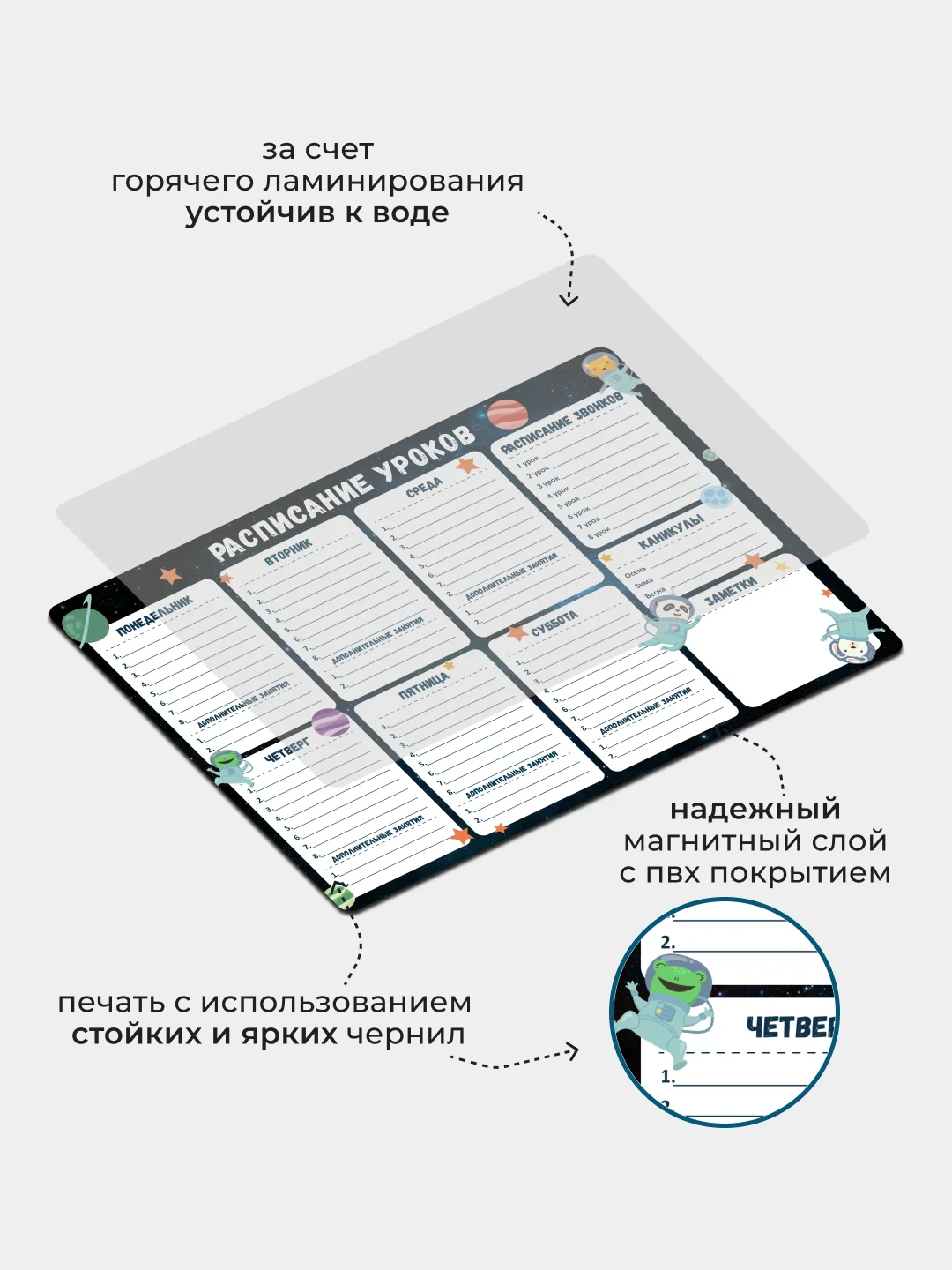 Индиго магнитное расписание уроков с поверхностью "пиши-стирай"
