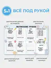 Небесно-голубой магнитное расписание уроков с поверхностью "пиши-стирай"