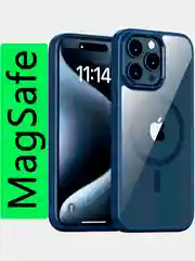 Синий меланж прозрачный чехол для Apple IPhone 15 Pro / 15 Pro Max с силиконовым кантом Crystal Case
