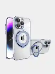 Синий чехол MagSafe (Магсейф) для айфон iPhone 11 12 13 14 Pro Max с кольцом защитой камеры