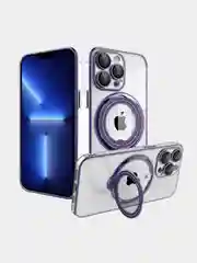 Фиолетовый чехол MagSafe (Магсейф) для айфон iPhone 11 12 13 14 Pro Max с кольцом защитой камеры