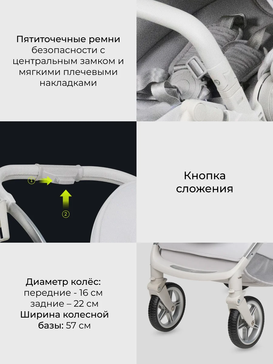 Коляска детская, прогулочная Farfello Fest Lux, белая