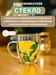 Лесной зеленый кружка с двойным дном и стеклом с сухоцветами внутри 350 мл