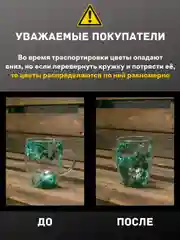 Голубой кружка с двойным дном и стеклом с сухоцветами внутри 350 мл