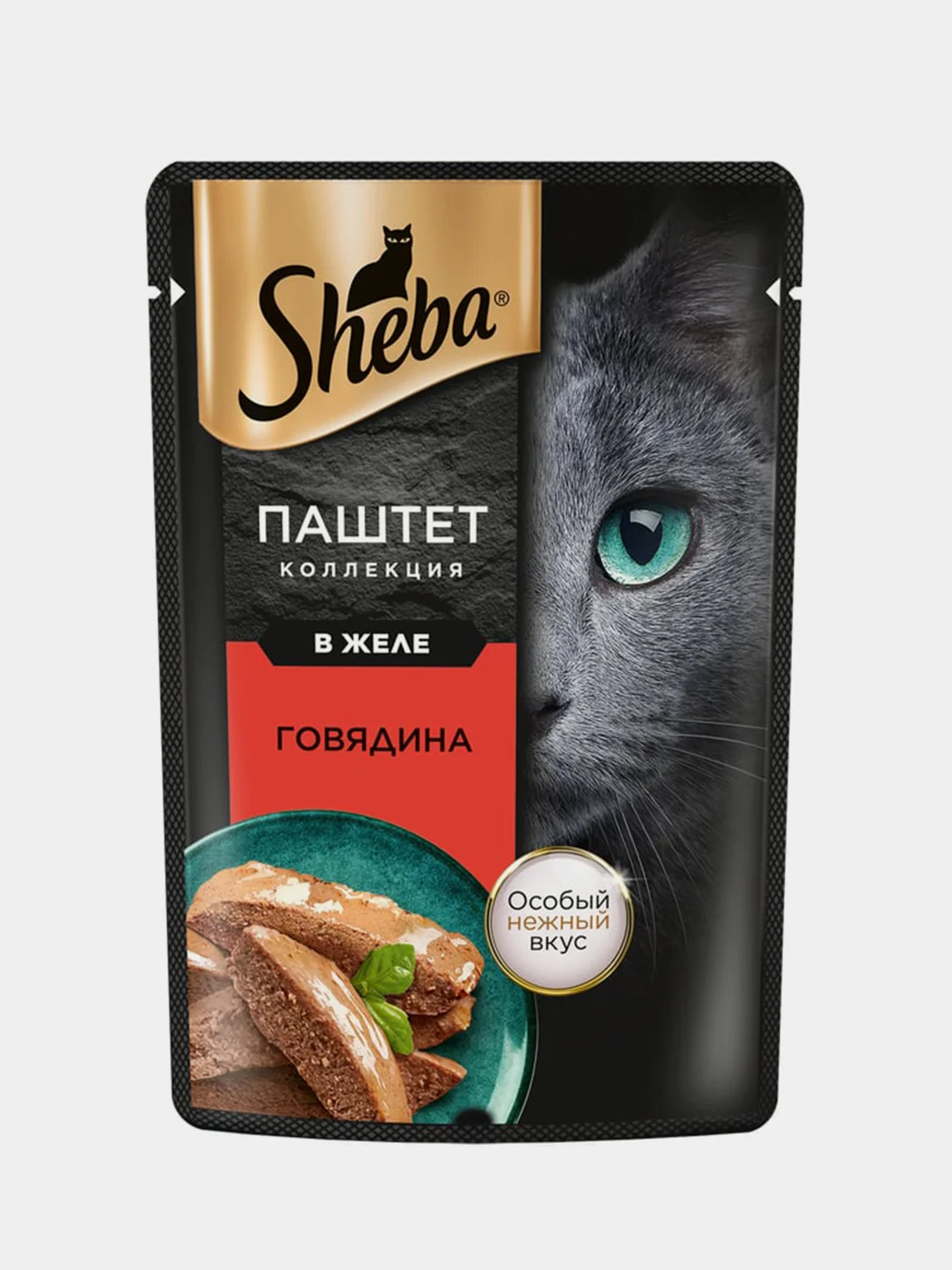 Влажный корм для кошек SHEBA "Нежный паштет в желе с говядиной", 28 штук по 75 г