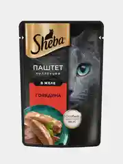 Влажный корм для кошек SHEBA "Нежный паштет в желе с говядиной", 28 штук по 75 г