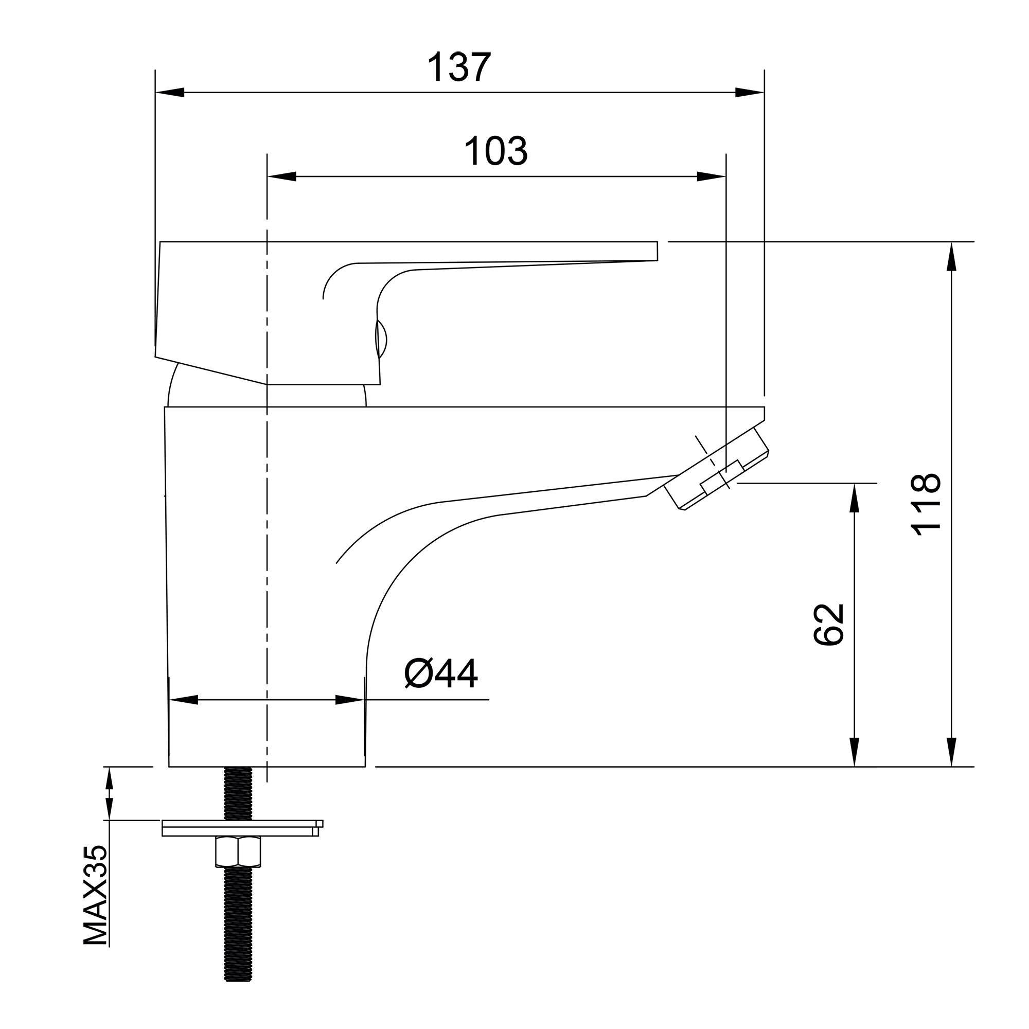 Хром 0402.929 Смеситель для умывальника одноручный "Eleanti" с гибкой подводкой