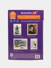 Бумага А3 в папке, набор 20 листов для творчества и школы, 160 г м2, Brauberg Аллея