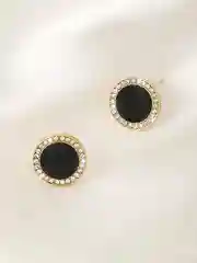 Золотой серьги - гвоздики женские, со стразами, черные, звезда, сердце, клевер, круг