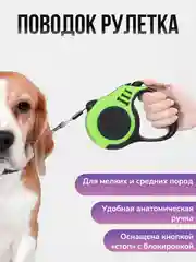 Лайм поводок-рулетка для выгула собак и кошек, 3/5 метров, с прорезиненной ручкой