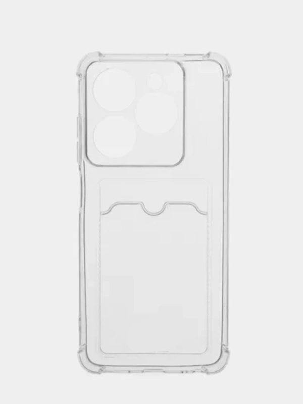Чехол противоударный Tecno Spark GO 2024 / 20 / 20C, прозрачный, с карманом для карты