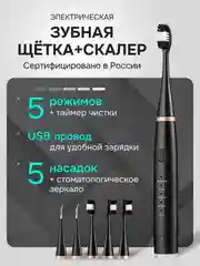 Черный электрическая зубная щетка и скалер, 2 в 1