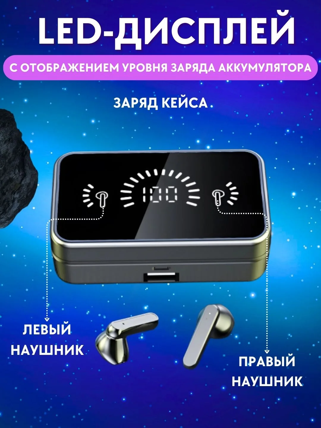 Беспроводные наушники вкладыши, bluetooth наушники игровые с микрофоном и power bank