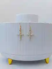 Серьги женские крест с жемчугом