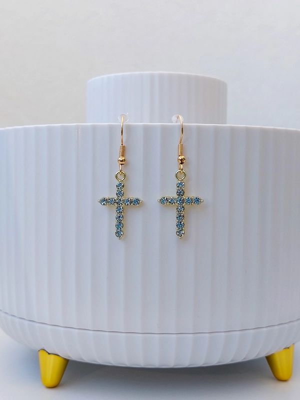 Серьги женские крест золото