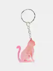 Пастельно-коралловый брелок "Кошка" из эпоксидной смолы, ручная работа