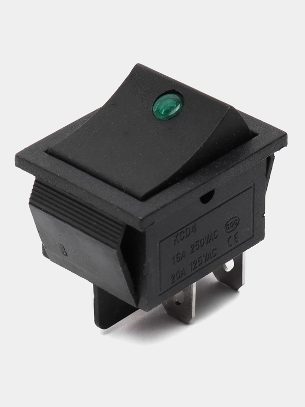 Переключатель KCD4-201L ON-OFF 15A 250V  с зеленой подсветкой
