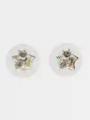 Серебряный комплект украшений женский: цепочка и серьги, сердце, клевер, жемчуг