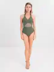 Зелёный хаки купальник женский слитный