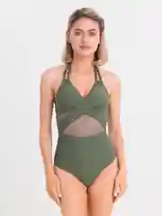 Зелёный хаки купальник женский слитный